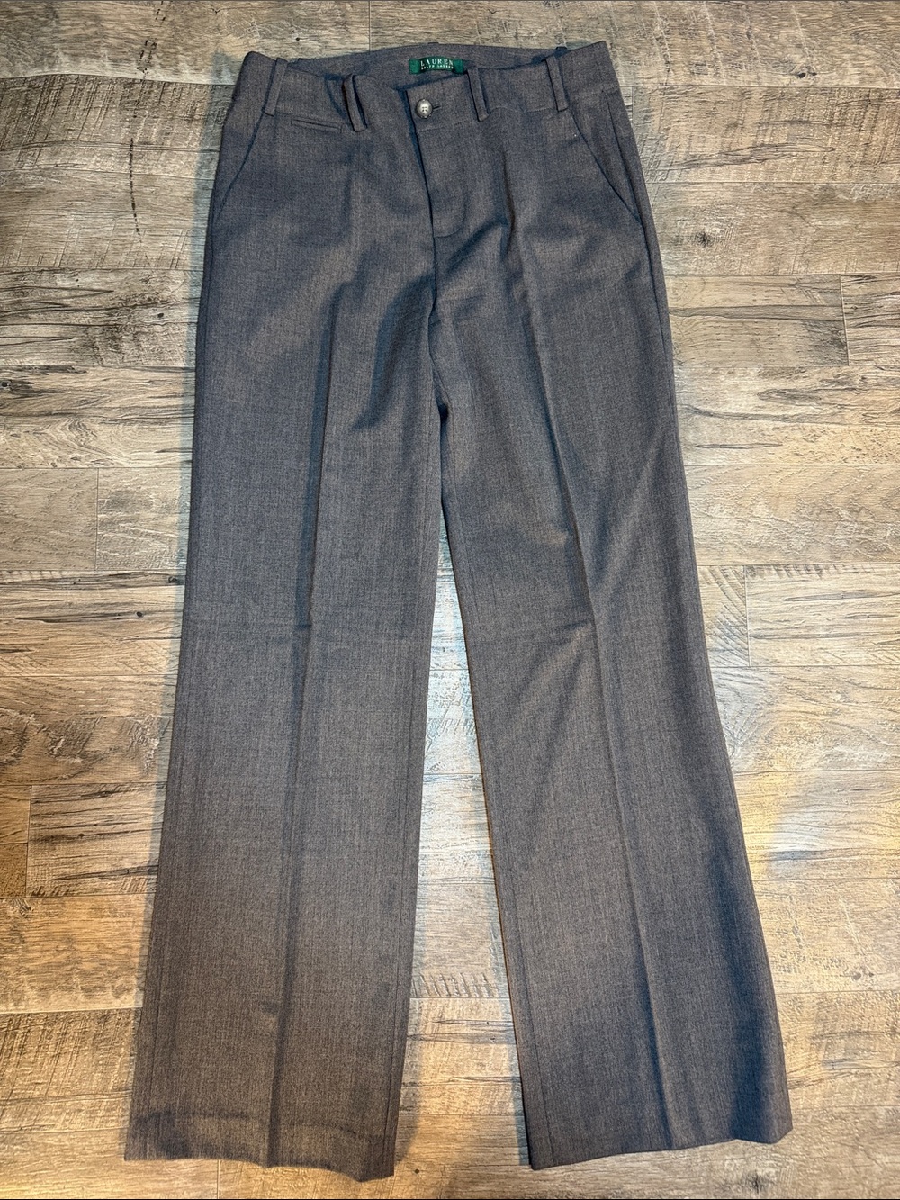 Lauren Ralph Lauren Women's Wool Gray Straight-Leg Dress Trousers - Size 4